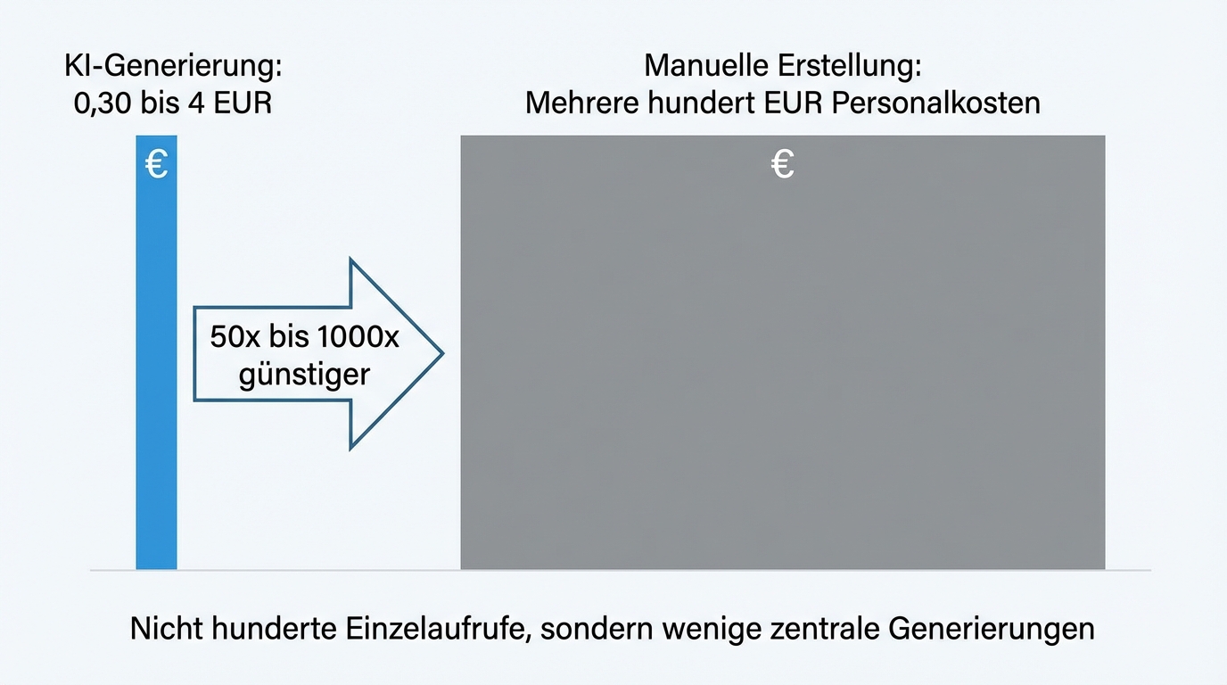 Cost per document: 30 cents to 4 euros in AI costs vs. several hundred euros in personnel costs per case with manual creation. The ratio makes cost optimisation unnecessary.